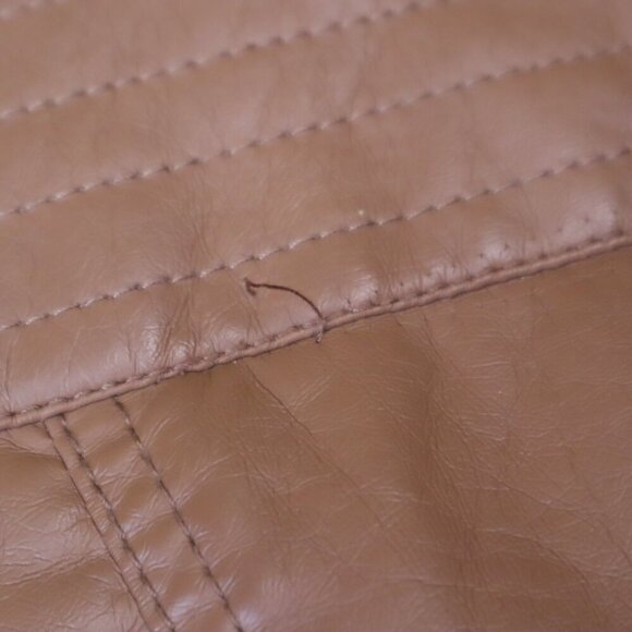 CARAMEL FAUX LEATHER JACKET S Therapy Brown Tan Moto Vegan Fall Classic Retro - Picture 9 of 11